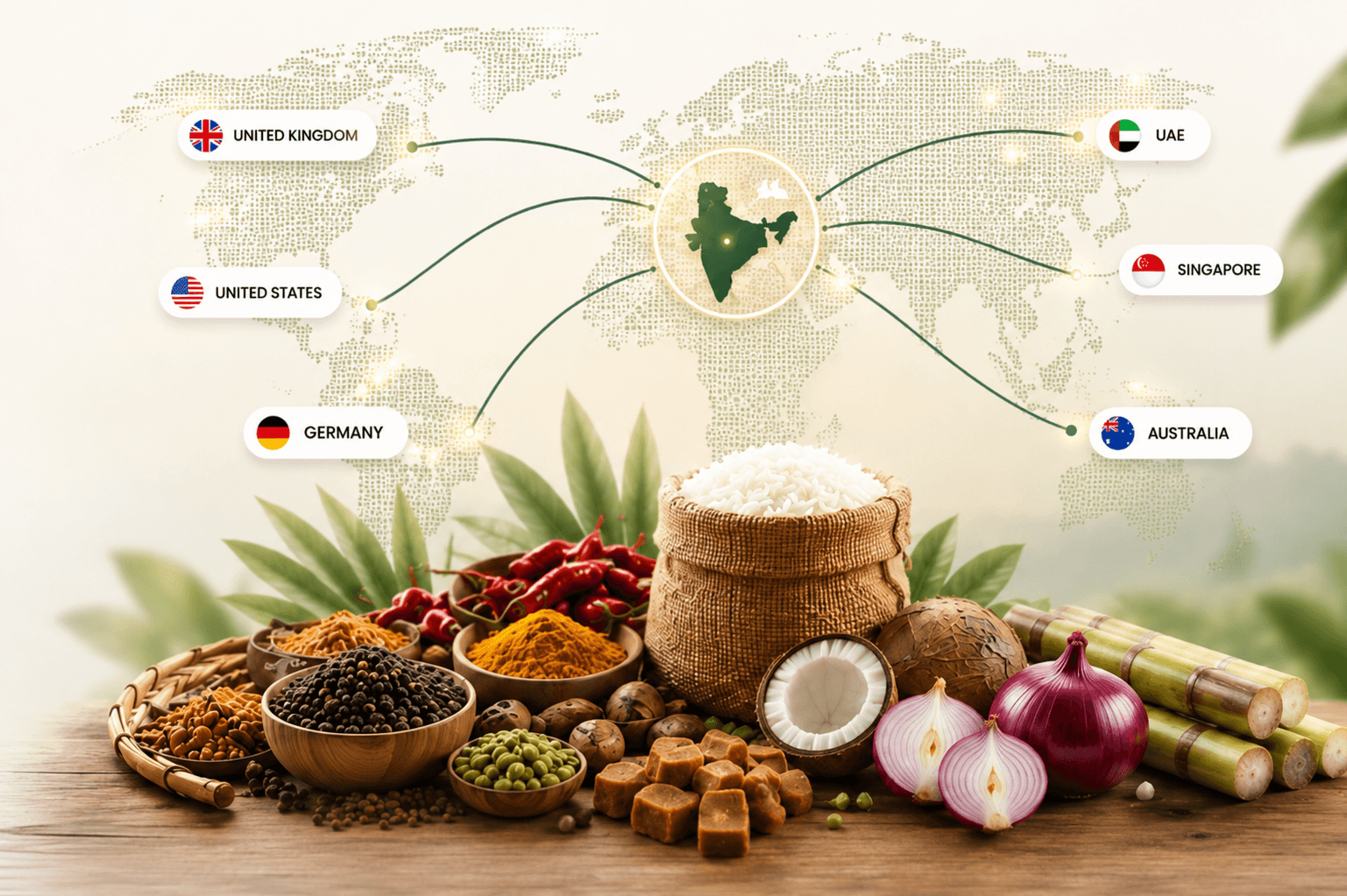 World map showing global export reach